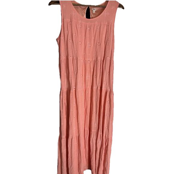 Reba Country Western Summer Eyelet Sleeveless‎ Tiered Maxi Women's L - Picture 1 of 9